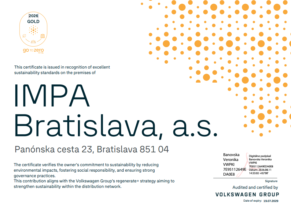 IMPA certifikát GOLD