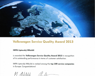 Volkswagen Service Quality Award 